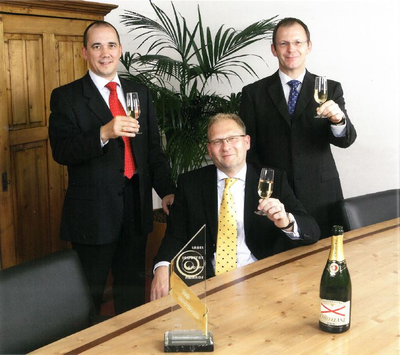 Эрик Хундервангерс, Берт ван ден Бринк и Хенк Винтйес — основатели компании Multi Print Systems (MPS) на праздновании 10-летия MPS в 2006 г.